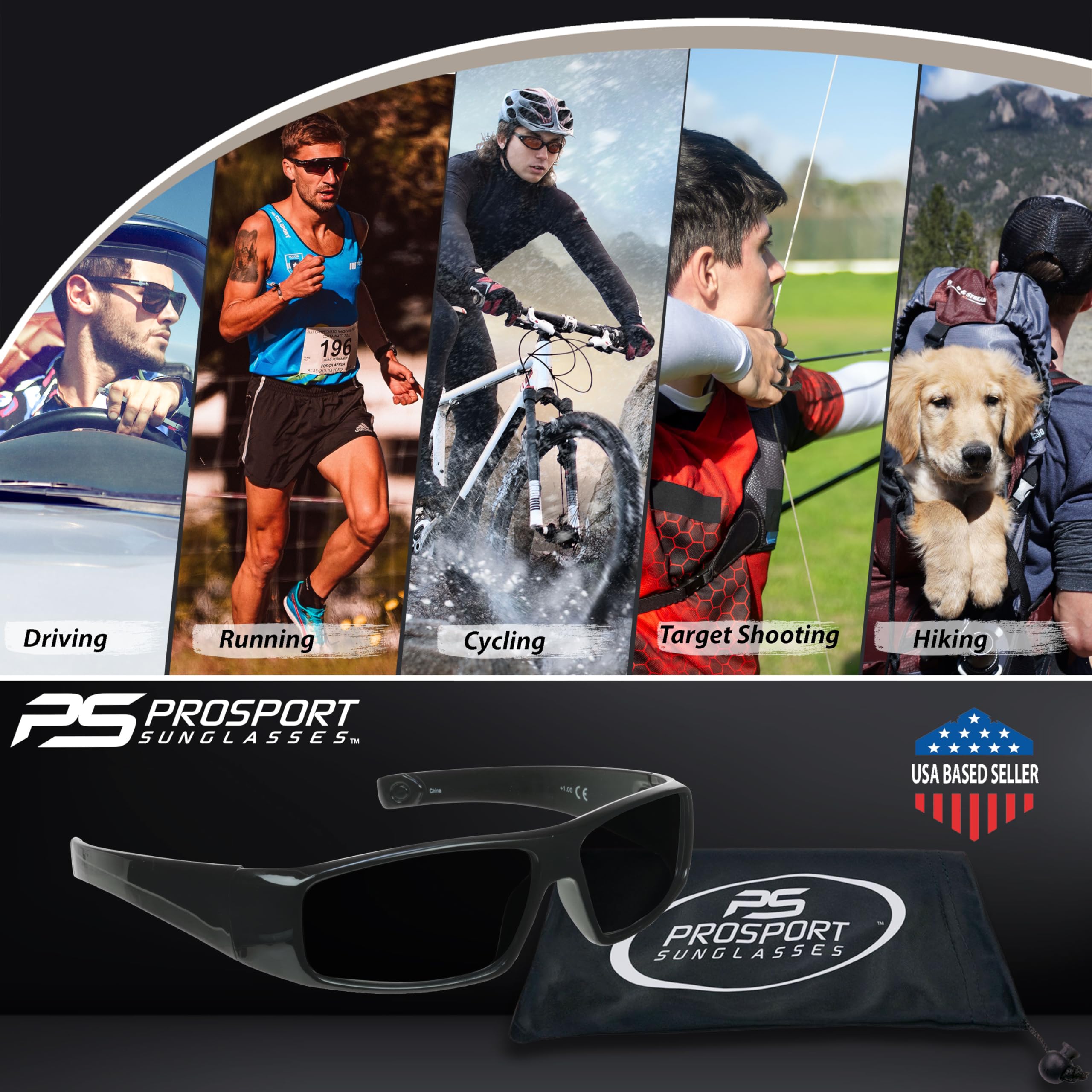 proSPORT FULL LENS READING Sunglasses Wrap Around Sun Readers Rectangular Men Large Fit +100 to +350 - NOT BIFOCAL - Image 4